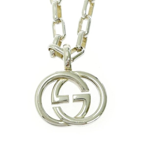 GUCCI G Logos Link Chain Necklace 20" Silver 925 Auth #7051 - Picture 1 of 7